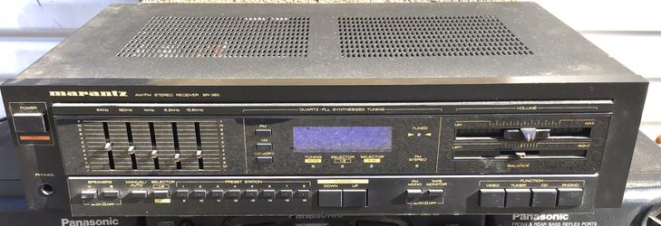 Marantz SR-360 digital home stereo receiver with remote control.