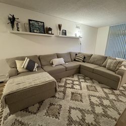 Living Spaces Tan Sectional Couch - MUST PICK UP BY MAY 5