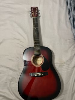 Johnson Rouge Red 1/2 size guitar with case. (Full description ⬇️)