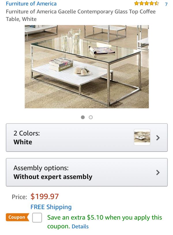 Furniture Of America Gacelle Contemporary Glass Top Coffee Table Coffee Table Large Area Rug Household In Kansas City Mo Offerup White Com Furniture Of America Gacelle Contemporary Glass Top