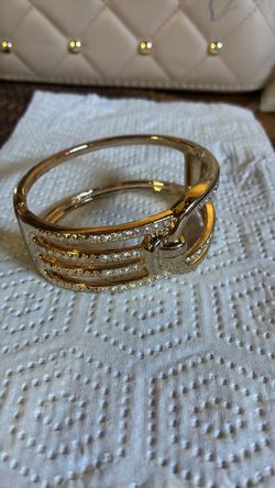 Gold-Tone Crystal Cuff Bangle Bracelet