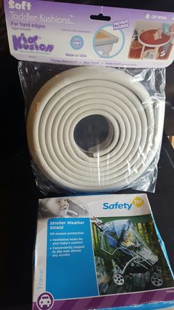 Toddler Kushions for hard edges, and Stroller Wheather Shield.