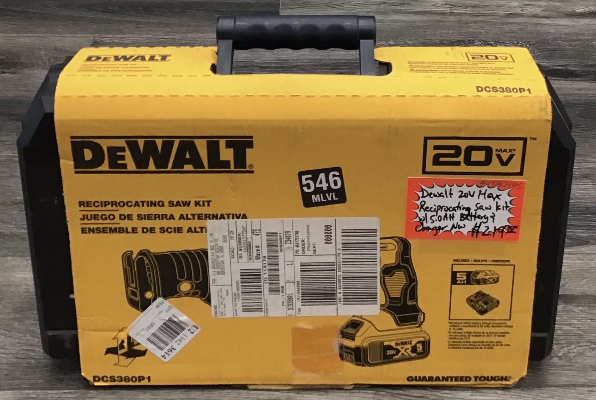 Dewalt 20V Max Reciprocating Saw Kit W/ 5.0AH Battery & Charger New 