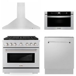 ZLINE Appliance Package - 36” Range, Hood, Dishwasher, Microwave Drawer