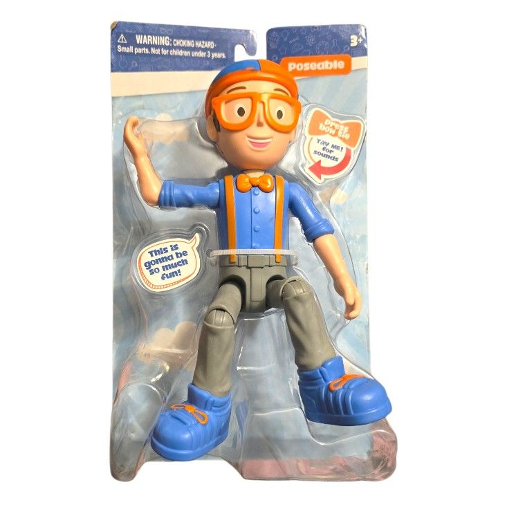 Blippi Talking Figure 9-inch Articulated Toy with 6 Sounds and Phrases New