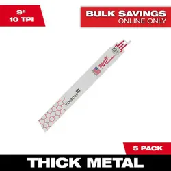 Milwaukee 48-00-5713 9" 10 TPI TORCH SAWZALL Blade for Thick Metal (5 PK)