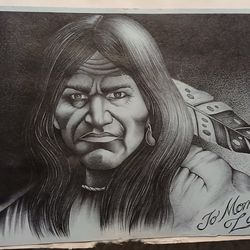 Hand drawn portrait of the man himself, Geronimo...