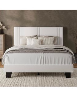 New Queen size bed frame upholstered white