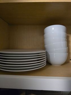 8 white plates & 6 white bowls - All for $15