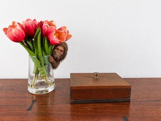 Vintage Wooden Playing Card Box with Brass Knob