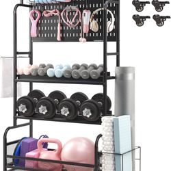 Gym Storage Organizer, Exercise Workout Equipment Storage Stand 