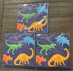 3 Sets Dinosaur Dig Dinner Napkins New