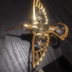 24k Gold Hummingbird With Crystal 
