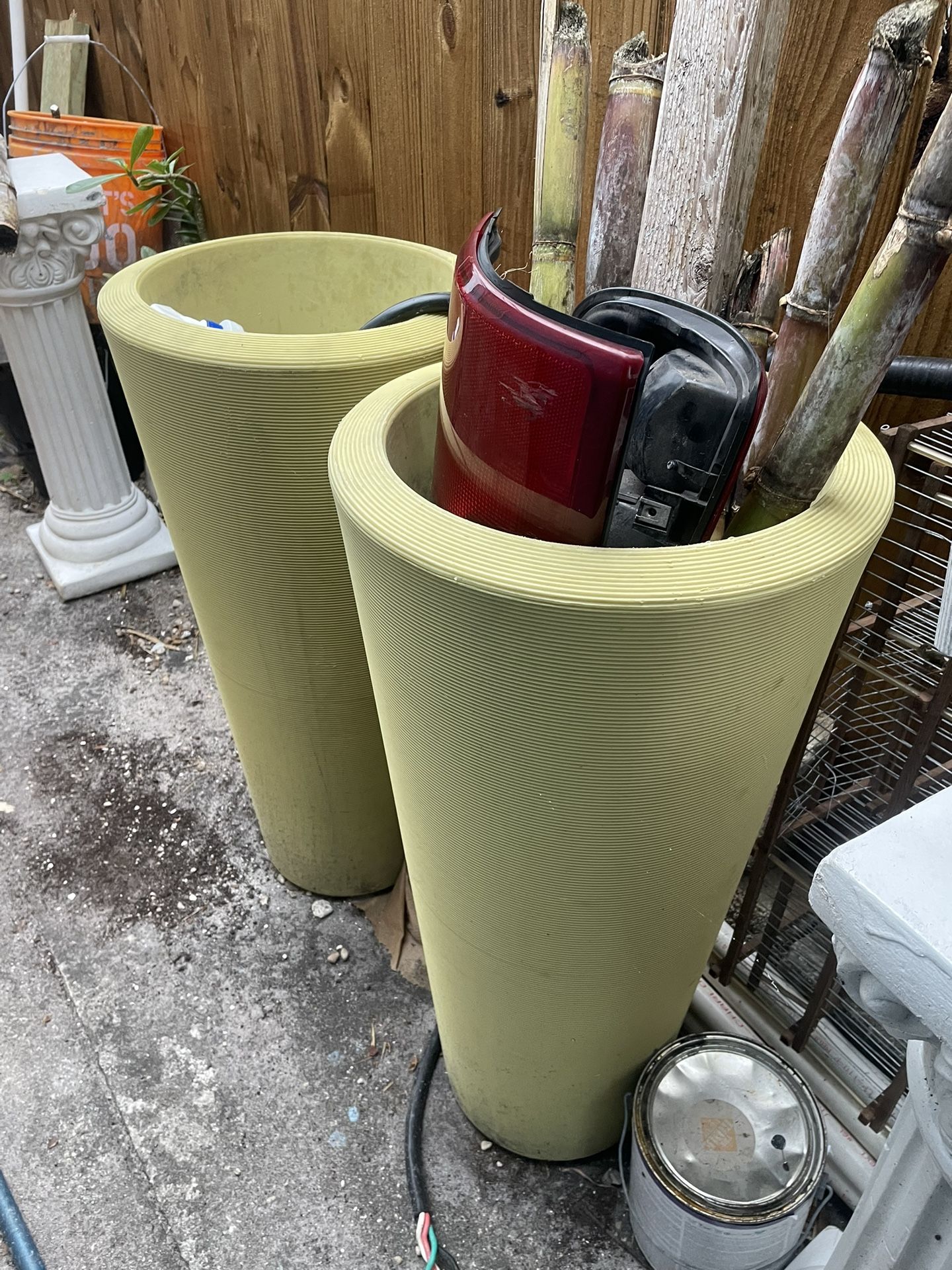 Two. Plastic Pot, Perfect Por Flower