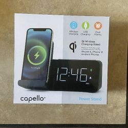 NEW!..⏰‼️😴💤 Capello Wireless Charging Stand Dual Alarm Clock USB Charging Aswell