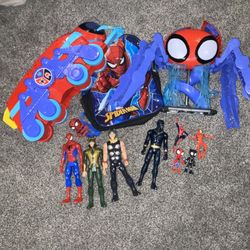 Marvel Spiderman Spidey Lot Of Toys And Backpack