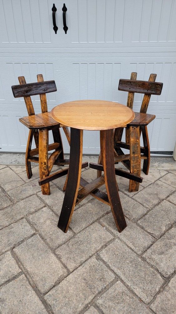 Rustic Wine Barrel Bistro Table Set