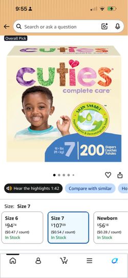 Cuties diapers size 7 200 total l