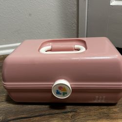 Vintage Style Caboodles Makeup Case 3 Tier Travel Vanity Mirror Pink