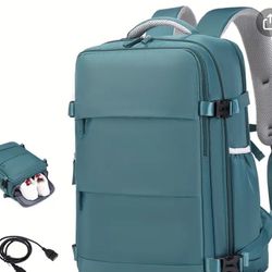Travel Backpack With Shoes Compartment, Expandable Luggage Bag, Large Capacity Laptop Schoolbag