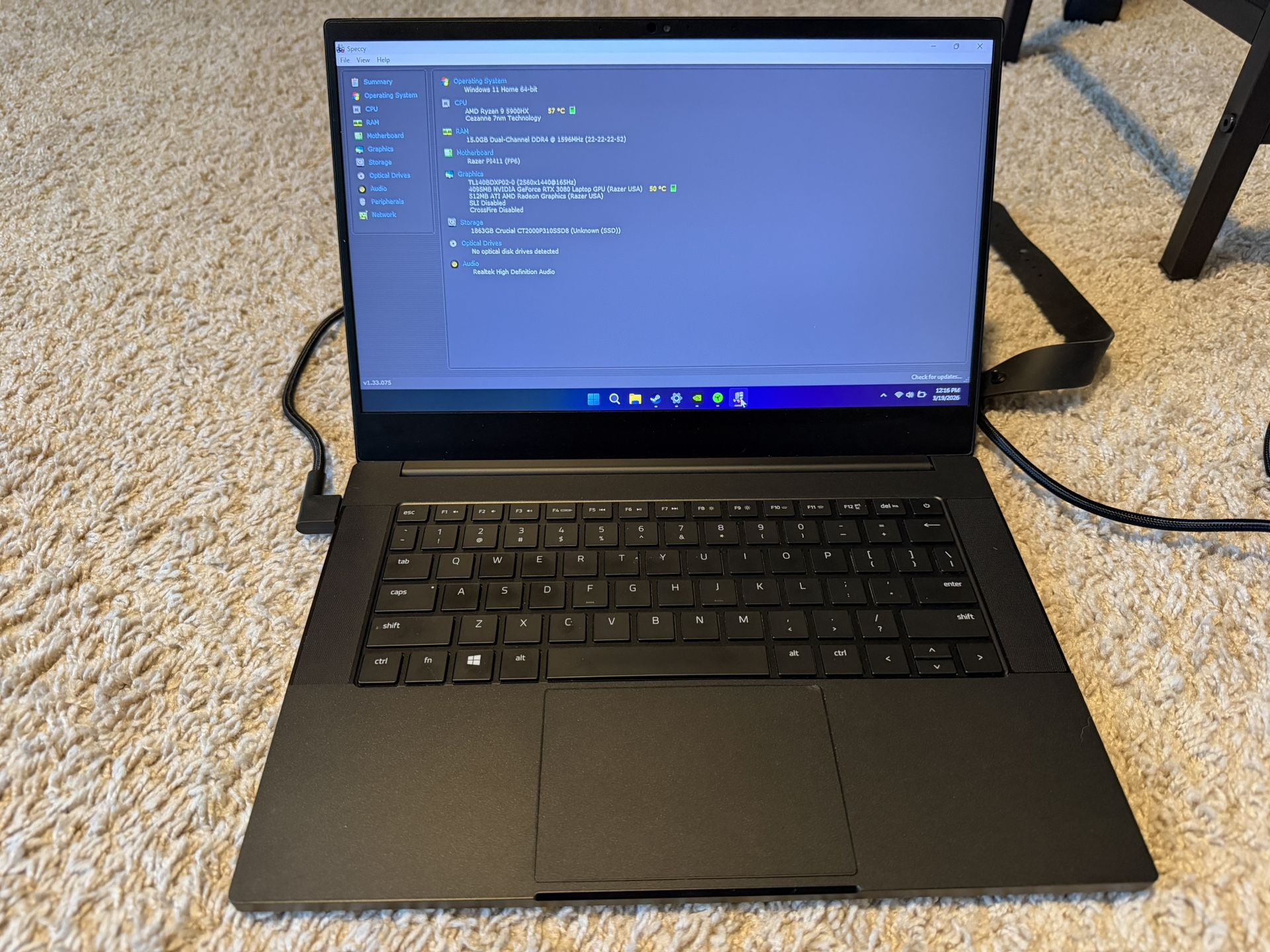 Razer Blade 14 RZ09-0370 RTX 3080, Ryzen 9 5900HX, 16GB DDR4, 2TB NVME,