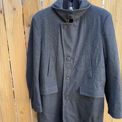 Pre Owned XL Kenneth Cole Single Breasted P Coat Greyish Blue Nice Shape