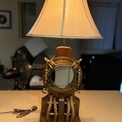 Antique One Of A Kind Ships Wheel Lamp Nautical With Mirror Large 