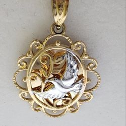 Olive Branch 10kt Gold Dove Pendant