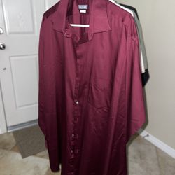 Men’s Burgundy Long Sleeve Dress Shirt