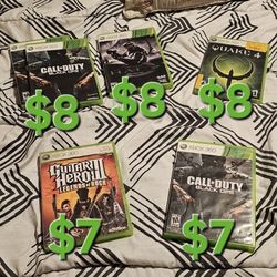 Xbox 360 Games $7 $8 Each