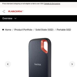 SanDisk Extreme Portable SSD 8TB (Black/Red) NEW NEVER USED 