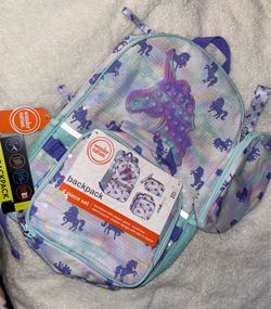 Sequin Dazzling 17” Backpack with Lunch Bag