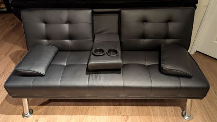 Faux Leather Convertible Sofa