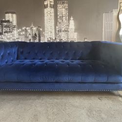 Blue Velvet Couch and loveseat 