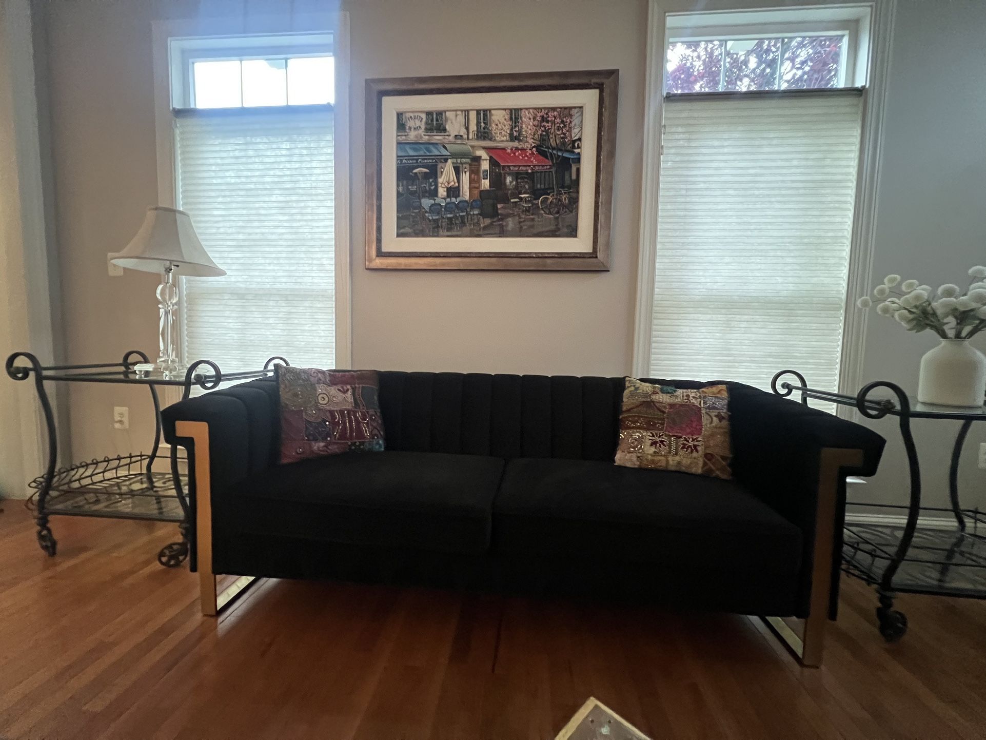 Contemporary Black velvet Couch