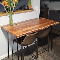 Live Edge Wood Table With 2 Chairs Bar Table Dining Room Table