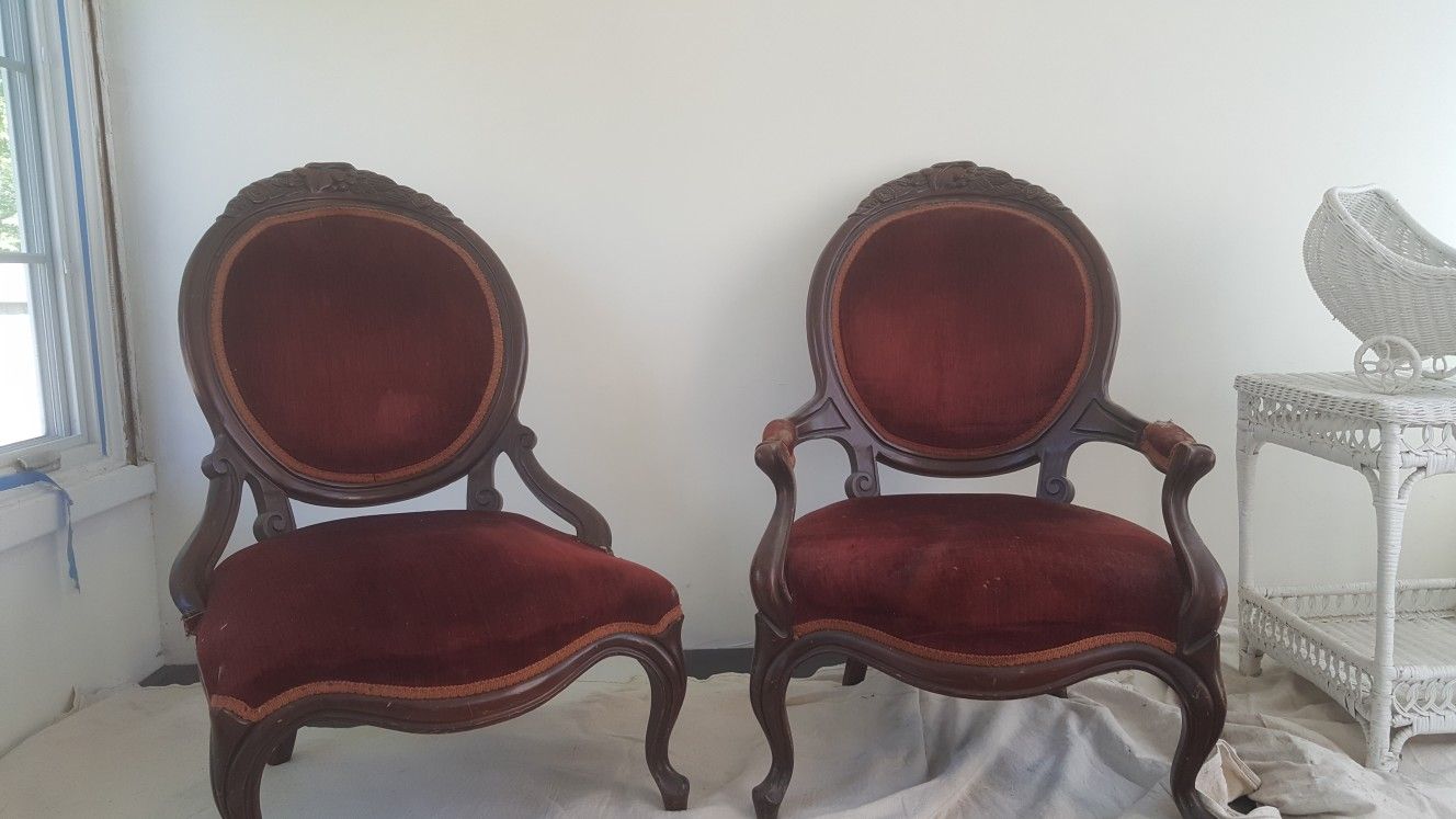 Vintage Victorian His and Her Chairs 