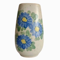 Vintage Glazed Floral Pottery Vase