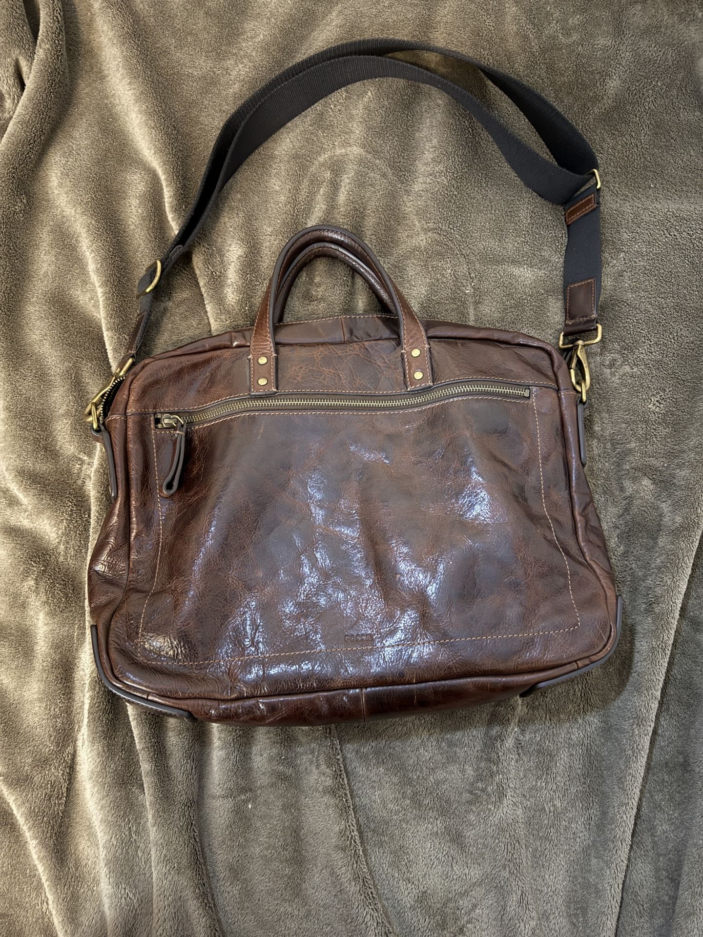 Leather Fossil Messenger Briefcase