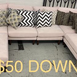 New Blush Pink 6 PCS Modular Set (90 Day Finance and Free Delivery) 