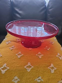 Red Glass Pedestal Cake Stand
