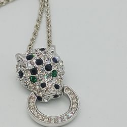 Cheetah Pendant On  Rope Chain 