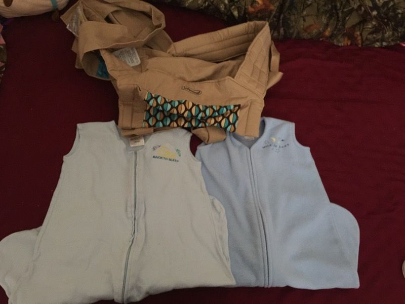 Baby boy sleep sacks and strap tie carrier for sale!