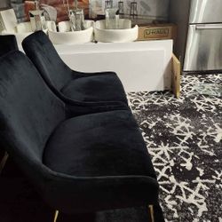 Black Velvet Chairs Set Of 2  * Only 2 Chairs Available 