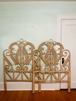 Twin size Rattan Wicker Boho Headboard