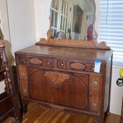 Antique Four Drawer Dresser with Mirror