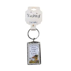 Vtg 00s Monarch Creations Everything Grows Better with Love Joy Marie Keychain