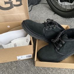 UGG Neumel Chukka Boots Womens 8 Black Suede Shearling Lace Up Boho Worn Once