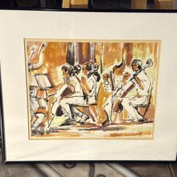 Original artwork by Ehel Lunenfeed - Orchestra Musicians. 17x15