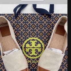 Tory Burch Colorblock Flat Espadrille Natural/Ambra size 5 NEW(No Box) I do provide a Tory Burch shopping bag pick up location in the city of Pico Riv